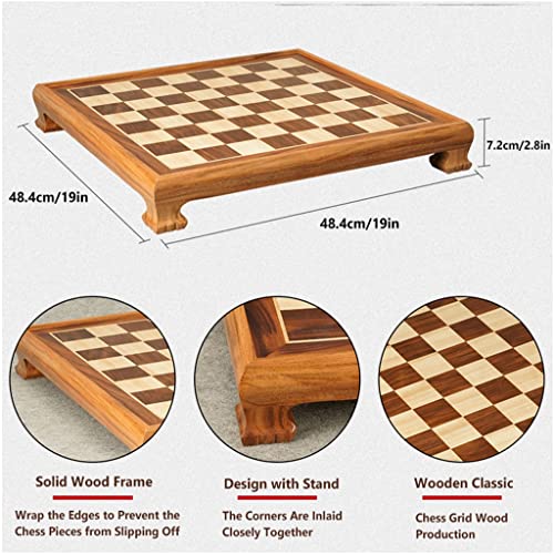 BENO ajedrez Tablero de ajedrez de Madera Maciza 19"Césped Pera de Madera ajedrez con Mesa de ajedrez Internacional de Soporte for Adultos Principiantes ajedrez Internacional (tamaño : 48.4cm/19in)