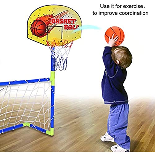 BERNOI Juego de Juguetes Baloncesto fútbol/Mini Niños Canasta Baloncesto Exterior Portería de fútbol Estante de Pelota/con Red y Pelota/Aro de GOL de Fútbol Tablero Deportivo Juguete