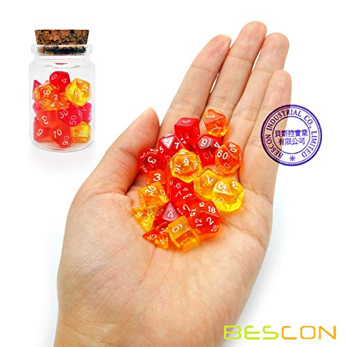 Bescon Mini Dice Gem Set 21pcs -21 Gem Mini Polyhedral Dice, 3 Colors in Complete Set of 7, Miniature 10MM Dice Size