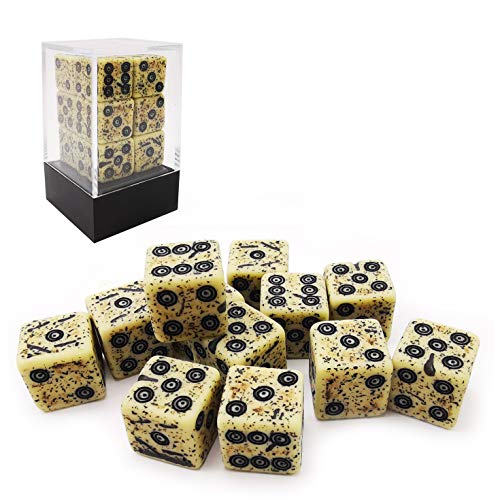 Bescon Old Looking Ancient Bone Dice D6 16mm 12pcs Set, 16mm Six Sided Die (12) Block of Stone Dice