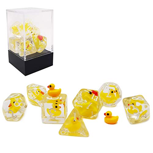 Bescon YellowDuck RPG Dice Set of 7, Novelty Yellow Duck Polyhedral Game Dice Set