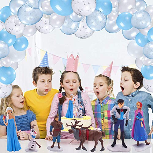 BESLIME Princesa Congelada Cake Topper, Mini Juego de Figuras Niños, Shower Fiesta de Cumpleaños Pastel Decoración Suministros - 6Pcs