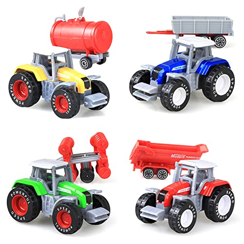 Bestlle Tractores agrícolas pequeños Tractores agrícolas Camiones y remolques Vehículos ingeniería simulados GliTractor agrícola Modelo Coche aleación Juguete