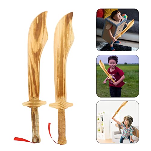 BESTonZON 2 Uds Espadas De Madera Juguete Pirata Dagas Tradicional Juego Al Aire Libre Cosplay Espada para Rendimiento Artes Marciales Kungfu Equipo De Ejercicio