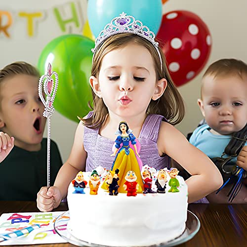 BESTZY Blancanieves eI Siete Enanitos Cake Topper Mini Figure Set Colección Juguetes Cake Topper Decoraciones Niños Fiesta de Cumpleaños Figuras de Acción 8 pcs