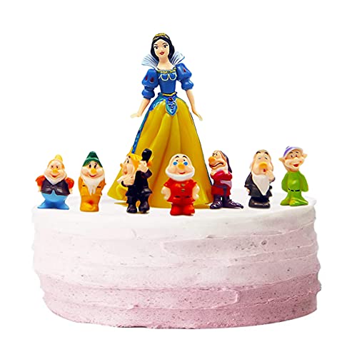 BESTZY Blancanieves eI Siete Enanitos Cake Topper Mini Figure Set Colección Juguetes Cake Topper Decoraciones Niños Fiesta de Cumpleaños Figuras de Acción 8 pcs