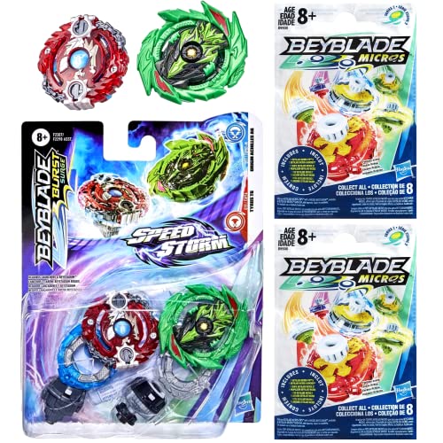 Bey-blade Battling Tops Set de 3-2x Micros & Burst Surge Origin Aquiles A6, Tyros T6 – Paquete de 3 unidades