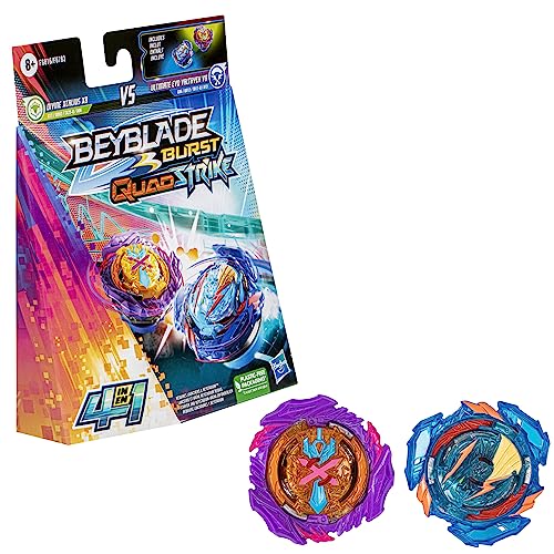 Beyblade Burst QuadStrike Dual Pack de 2 peonzas de competición Ultimate EVO Valtryek V8 y Divine Xcalius X8