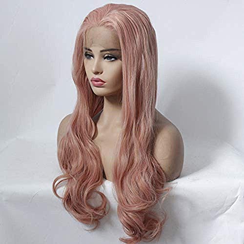 BGHJUE Synthetic Lace Front Natural Brown For Women Long Wave Heat Resistant Hair Costume Beauty Blogger Cosplay Party Daily Use Wigs