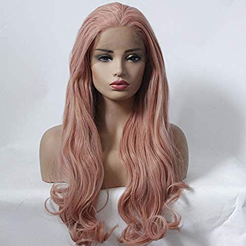 BGHJUE Synthetic Lace Front Natural Brown For Women Long Wave Heat Resistant Hair Costume Beauty Blogger Cosplay Party Daily Use Wigs