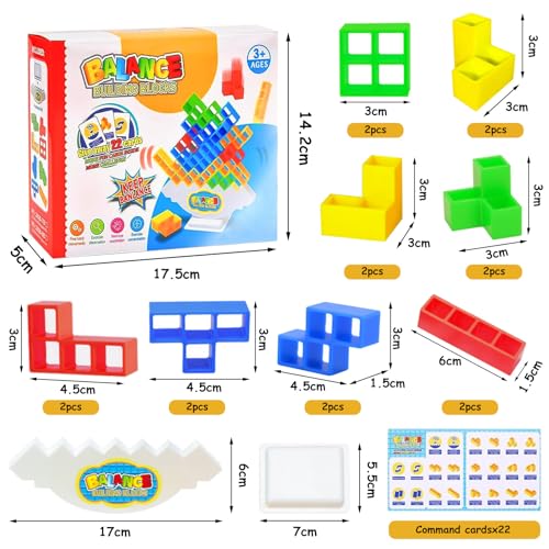 BGTLJKD 16 Piezas Tetra Tower, Tetra Tower Balance Game, Tetris Balance Toys, Tetra Tower Juego para Niños Adultos, Juguete de Apilamiento de Equilibrio, Juguetes de Montessori Educativos (16 Piezas)