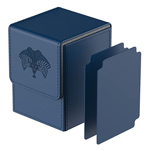 Bheddi Caja de cartas compatible con YGO TCG Cartas, con 2 divisores por caja-Grande para Tiene hasta más de 150 cartas-Premium Magnetic Flip Box (Forbidden One)(Azul)