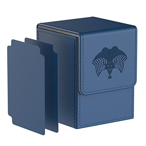 Bheddi Caja de cartas compatible con YGO TCG Cartas, con 2 divisores por caja-Grande para Tiene hasta más de 150 cartas-Premium Magnetic Flip Box (Forbidden One)(Azul)