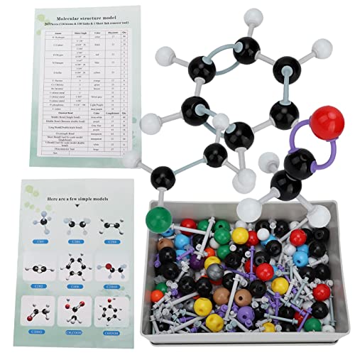 Bicaquu Modelo de Estructura Molecular, 267 Piezas Kit De Estructura Inorgánica Molecular Conjunto De Modelo De Enlace De átomo para Estudiante Maestro