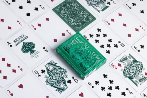 Bicycle Cartas Jacquard Premium, Plata y Verde Esmeralda, baraja de Cartas para coleccionistas y Magos