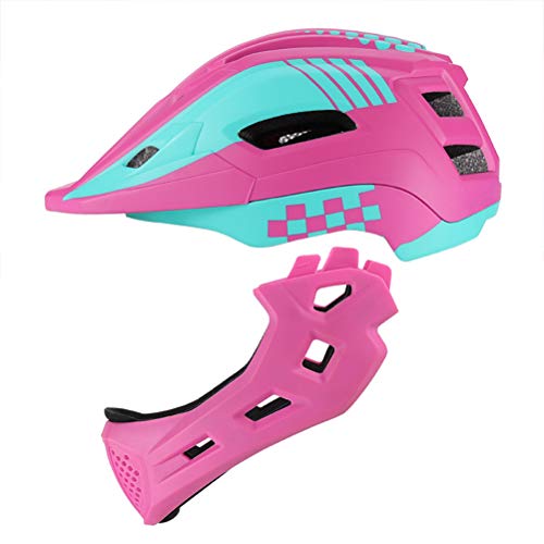 Bike Kids Casco Integral Casco de Bicicleta para niños Casco de Seguridad Ajustable con luz de Advertencia para Patinaje en Scooter