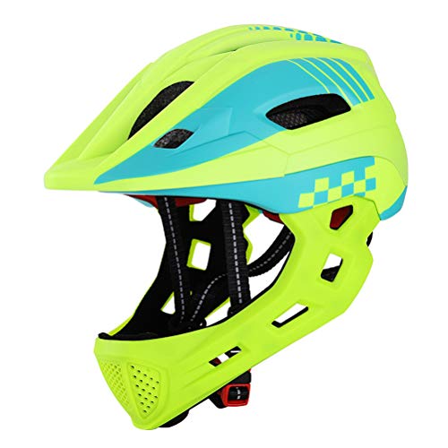 Bike Kids Casco Integral Casco de Bicicleta para niños Casco de Seguridad Ajustable con luz de Advertencia para Patinaje en Scooter