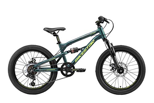 BIKESTAR Bicicleta de montaña de Aluminio Suspensión Doble Bicicleta Juvenil 20 Pulgadas de 6 años | Cambio Shimano de 7 velocidades, Freno de Disco | niños Bicicleta | Verde Oscuro