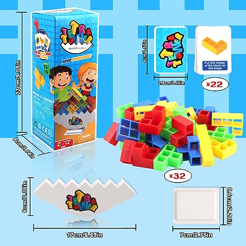 Binggunyo Tetra Tower Balance Blocks, Tetris Tower, Juguetes de Montessori, Juguetes educativos, Juguetes apilables de Equilibrio, es una Buena opcion como Regalo niño o Juegos niños 3+ años (32pcs)