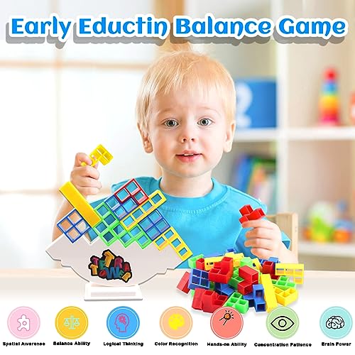 Binggunyo Tetra Tower Balance Blocks, Tetris Tower, Juguetes de Montessori, Juguetes educativos, Juguetes apilables de Equilibrio, es una Buena opcion como Regalo niño o Juegos niños 3+ años (32pcs)