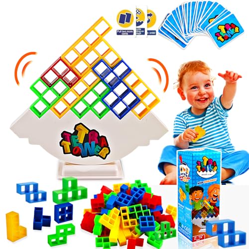 Binggunyo Tetra Tower Balance Blocks, Tetris Tower, Juguetes de Montessori, Juguetes educativos, Juguetes apilables de Equilibrio, es una Buena opcion como Regalo niño o Juegos niños 3+ años (32pcs)