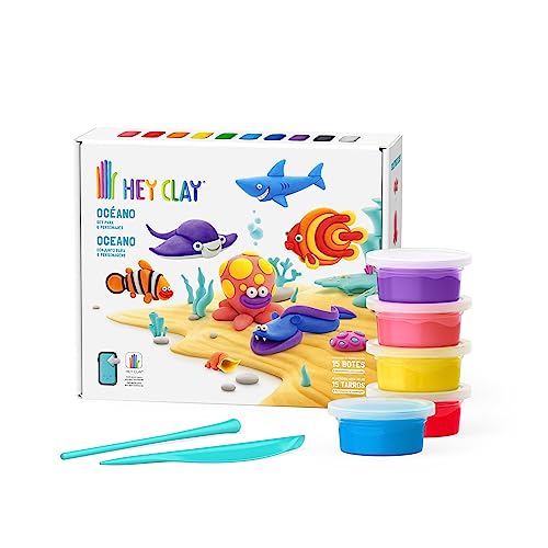 Bizak Hey Clay Pack Deluxe Animales Océano, Plastilina de Secado al Aire y App con Instrucciones para moldear y Jugar, Regalo para niños y niñas de más de 3 años, (64245011)