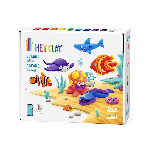 Bizak Hey Clay Pack Deluxe Animales Océano, Plastilina de Secado al Aire y App con Instrucciones para moldear y Jugar, Regalo para niños y niñas de más de 3 años, (64245011)