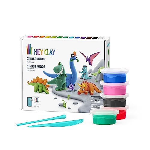 Bizak Hey Clay Pack Deluxe Dinos, Plastilina de Secado al Aire y App con Instrucciones para moldear y Jugar, Regalo para niños y niñas de más de 3 años, (64245011)