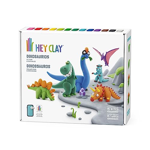 Bizak Hey Clay Pack Deluxe Dinos, Plastilina de Secado al Aire y App con Instrucciones para moldear y Jugar, Regalo para niños y niñas de más de 3 años, (64245011)