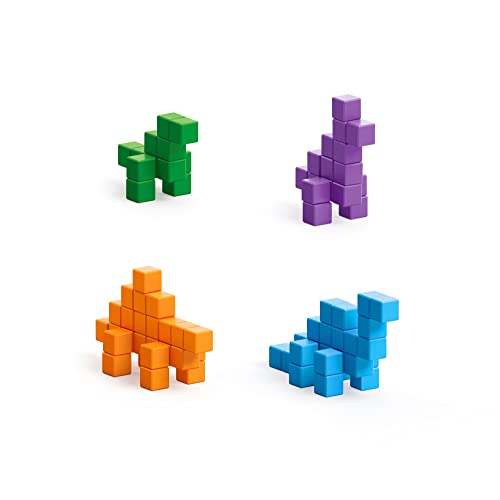 Bizak Pixio Mini Dinos, crea tu parque jurásico con sus 80 cubos magnéticos, combina sus colores como quieras, es fácil y rápido, recomendado para niños a partir de 6 años (64244010)