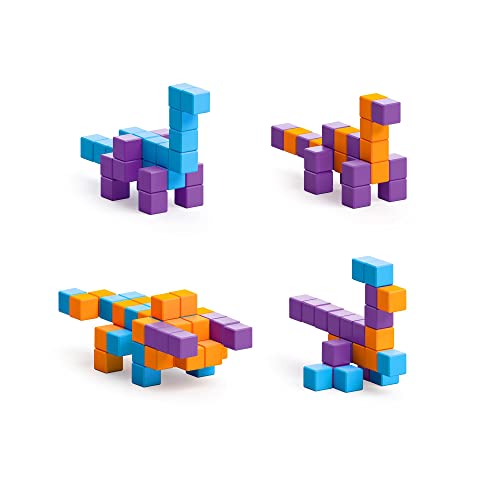 Bizak Pixio Mini Dinos, crea tu parque jurásico con sus 80 cubos magnéticos, combina sus colores como quieras, es fácil y rápido, recomendado para niños a partir de 6 años (64244010)