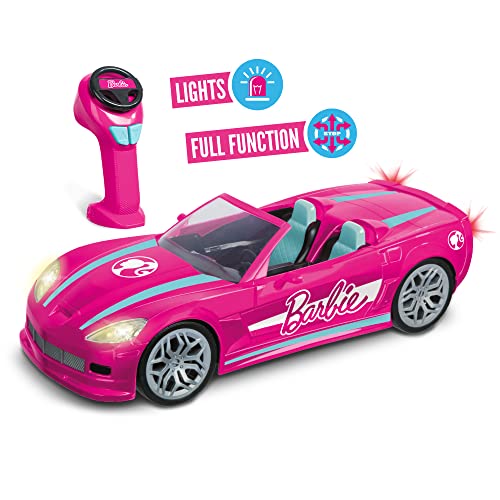 BLADEZ Toyz Barbie Dream Car, Auto de Control Remoto, Coche Rosa para niños, función Completa RC 2.4GHz con Luces, se Adapta a Dos muñecas Barbie, Juguete con Licencia