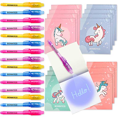 Bolígrafo Tinta Invisible y Libreta Unicornio Pack x16 - BONNYCO | Detalles Cumpleaños Niños, Regalos Cumpleaños Niños Colegio, Piñatas de Cumpleaños | Regalos Fiesta Cumpleaños Infantil