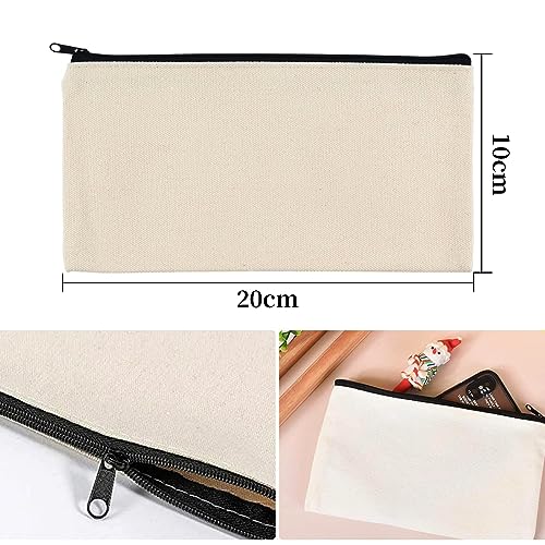 Bolsas de Tela en Blanco para Pintar,DIY Estuche de Lápices,Estuches de lápices con Cremallera para Pintar,Bolsas Portalápices en Blanco,Bolsa Tela Cremallera,Bolsa de Maquillaje de Lona 5PC