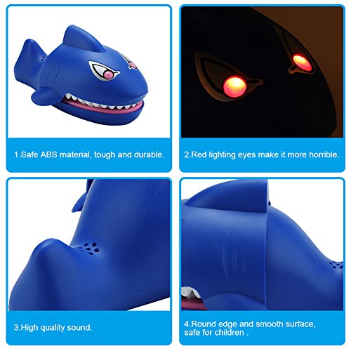 BORDSTRACT Shark Dentist Toys, Juegos De Dedos para Morder Dientes De Tiburón con Ojos Parpadeantes Y Risa Malvada, Juego Interactivo Hungry Shark Chomp, para Niños, Padres, Amigos