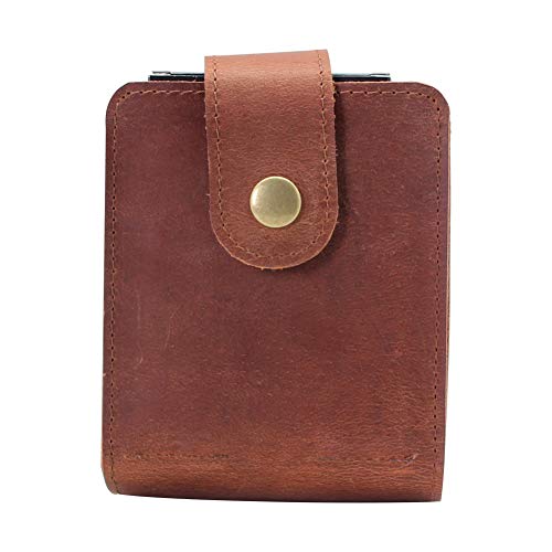 Boshiho Estuche para Naipes, Cuero Genuino Doble Naipe Soporte para Baraja Vintage Estuche de Cartas, Regalo para Hombres