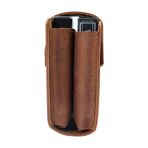 Boshiho Estuche para Naipes, Cuero Genuino Doble Naipe Soporte para Baraja Vintage Estuche de Cartas, Regalo para Hombres