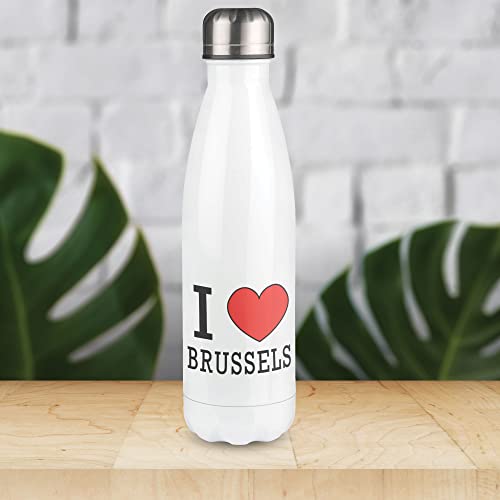 Botella isotérmica blanca con diseño I love bruxelle