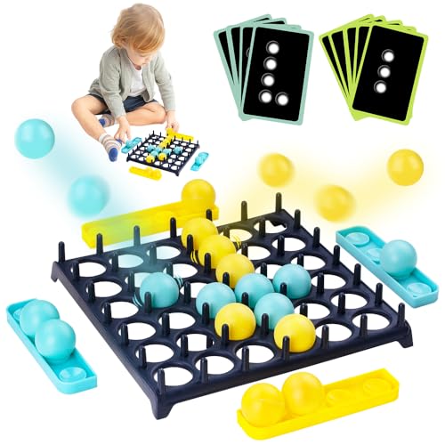 Bounce Off Game, Juego de Rebote Escritorio Juegos Interactivos Juego de Pelota para Niños con 16 Bolas, 9 Tarjetas de Desafío Salto de Bola Juguete Rebotante Bounce Ball para Niños, Familia y Fiesta