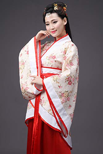 BOZEVON Ropa de Mujer Traje Tang - Traje Tradicional de Estilo Chino Antiguo Vestidos de Hanfu - para Show de Escenario Actuaciones Cosplay, Estilo-2/3XL