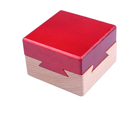 Brain Teaser Box Mini 3D Wooden Secret Box Detachable Game Toys for Kids Adults Red