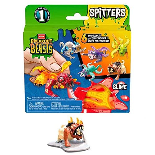 Breakout Beasts Mega Construx Spitters - Bolsa ciega serie 1 ~ Identificada y sin abrir paquete de bestia misteriosa ~ GPY93 ~ Bestia con cuernos de limo plateado metálico ~ Terrorbyte