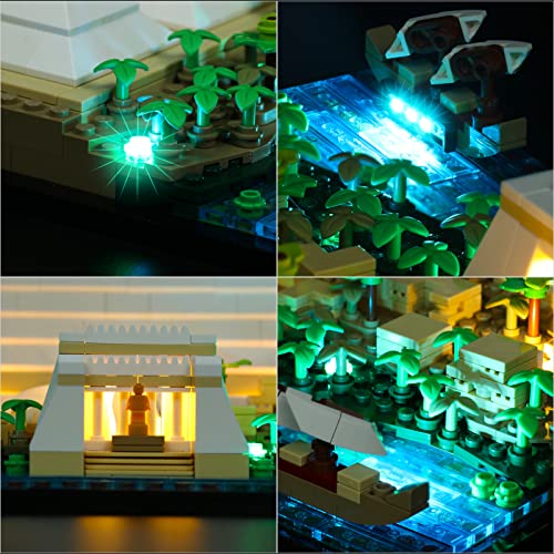 BrickBling Juego de iluminación LED para Lego 21058 Architecture Cheops Pyramid Kit (sin Juego de Lego) Kit de luz de Control Remoto Compatible con Lego Gran Pirámide de Giza