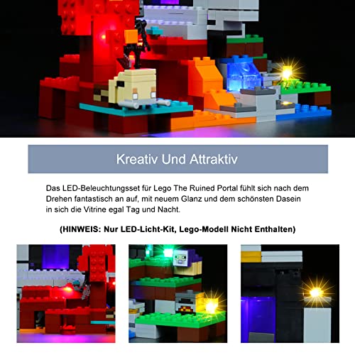 BrickBling Juego de luces LED para Lego 21172 Minecraft, el portal destruido Minecraft (modelo de Lego no incluido, solo iluminación), juego de iluminación DIY para Lego Minecraft