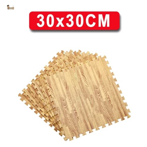 BricoLoco. 9 Piezas loseta Puzzle 30x30 imitación Madera. Alfombrilla Suelo Antideslizante Bebe, Gimnasio, habitación.