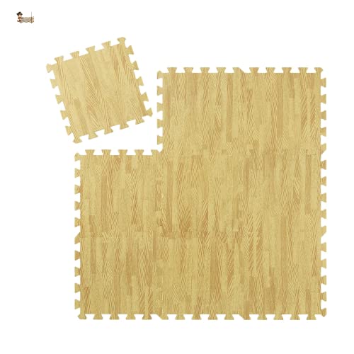 BricoLoco. 9 Piezas loseta Puzzle 30x30 imitación Madera. Alfombrilla Suelo Antideslizante Bebe, Gimnasio, habitación.