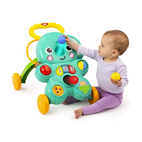 Bright Starts, Andador Primeros Pasos 2 en 1 con pelota Stroll 'n Roll - Elefante con luces y música, unisex, a partir de 6 meses