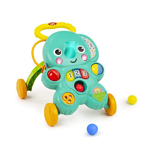 Bright Starts, Andador Primeros Pasos 2 en 1 con pelota Stroll 'n Roll - Elefante con luces y música, unisex, a partir de 6 meses