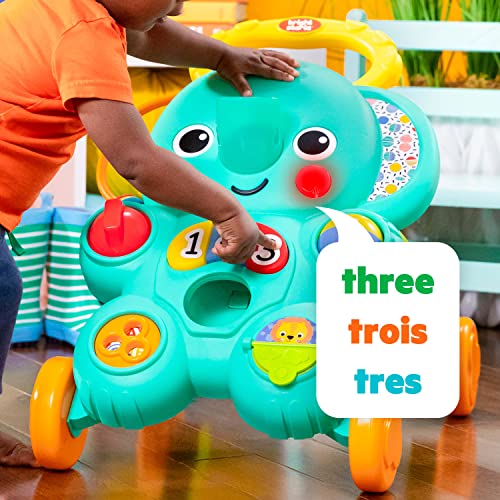 Bright Starts, Andador Primeros Pasos 2 en 1 con pelota Stroll 'n Roll - Elefante con luces y música, unisex, a partir de 6 meses