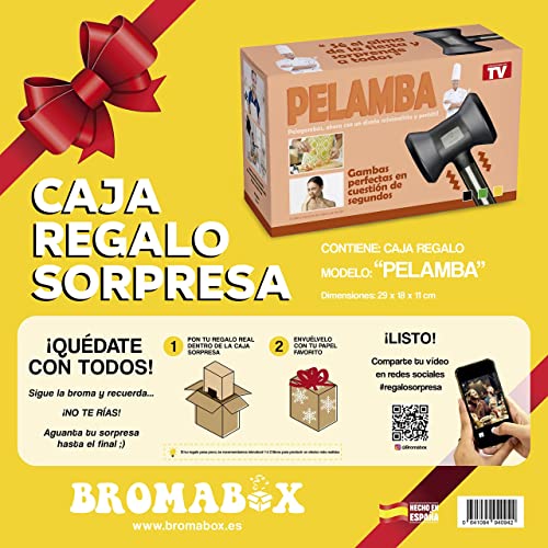 BROMABOX Caja de broma para envolver tu regalo. Convierte tu regalo en algo más original y diviértete regalando. Modelo Pelador (Navidad, Reyes Magos, San Valentín, Amigo Invisible, Cumpleaños,…)